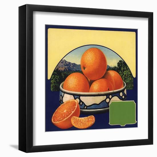 Oranges in Bowl - Citrus Crate Label-Lantern Press-Framed Art Print