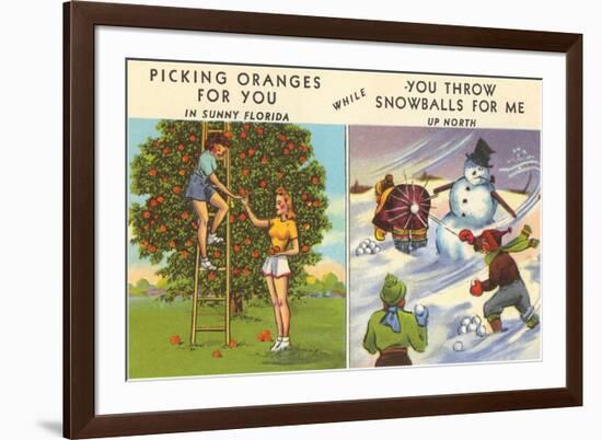 Oranges Versus Snowballs-null-Framed Premium Giclee Print