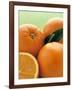 Oranges with Leaves Close Up-Leigh Beisch-Framed Photographic Print