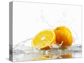 Oranges with Splashing Water-Michael L?ffler-Stretched Canvas