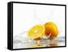 Oranges with Splashing Water-Michael L?ffler-Framed Stretched Canvas