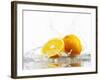 Oranges with Splashing Water-Michael L?ffler-Framed Photographic Print