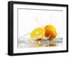 Oranges with Splashing Water-Michael L?ffler-Framed Photographic Print