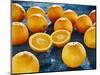 Oranges, Wood, Board, Blue, Harvest, Fruit, Citrus Fruits-Axel Killian-Mounted Photographic Print