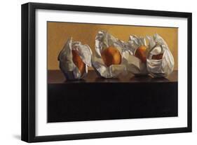 Oranges Wrapped in White Paper-Helen J. Vaughn-Framed Giclee Print