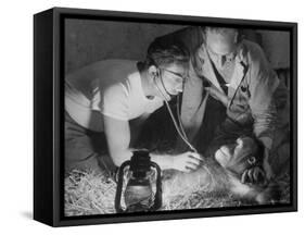 Orangutan Being Treated by Circus Veterinarian-Francis Miller-Framed Stretched Canvas