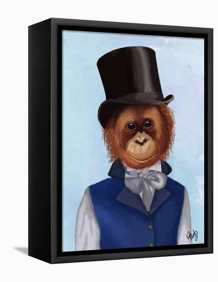 Orangutan in Top Hat-Fab Funky-Framed Stretched Canvas