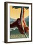 Orangutan - Lithograph Series-Lantern Press-Framed Art Print
