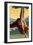 Orangutan - Lithograph Series-Lantern Press-Framed Art Print