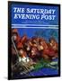 "Orangutans & Bird Nest," Saturday Evening Post Cover, February 17, 1940-Julius Moessel-Framed Giclee Print