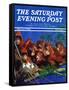 "Orangutans & Bird Nest," Saturday Evening Post Cover, February 17, 1940-Julius Moessel-Framed Stretched Canvas