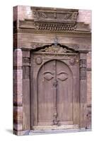 Orate Wooden Door in the Hanuman Dhoka Royal Palace Complex, Kathmandu, Nepal, Asia-John Woodworth-Stretched Canvas