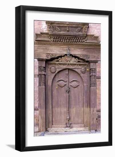 Orate Wooden Door in the Hanuman Dhoka Royal Palace Complex, Kathmandu, Nepal, Asia-John Woodworth-Framed Photographic Print