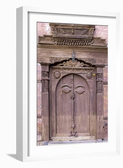 Orate Wooden Door in the Hanuman Dhoka Royal Palace Complex, Kathmandu, Nepal, Asia-John Woodworth-Framed Photographic Print