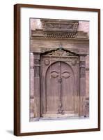 Orate Wooden Door in the Hanuman Dhoka Royal Palace Complex, Kathmandu, Nepal, Asia-John Woodworth-Framed Photographic Print