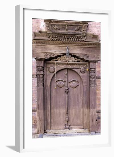 Orate Wooden Door in the Hanuman Dhoka Royal Palace Complex, Kathmandu, Nepal, Asia-John Woodworth-Framed Photographic Print