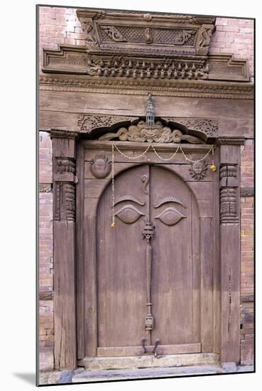 Orate Wooden Door in the Hanuman Dhoka Royal Palace Complex, Kathmandu, Nepal, Asia-John Woodworth-Mounted Photographic Print