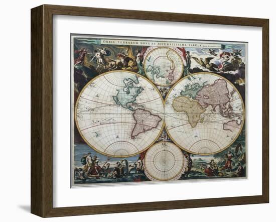 Orbis Terrarum Nova Et Accuratissima Tabula-Nicholas Visscher-Framed Giclee Print