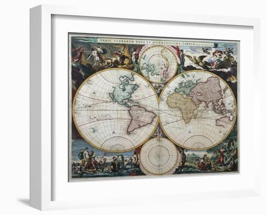 Orbis Terrarum Nova Et Accuratissima Tabula-Nicholas Visscher-Framed Giclee Print