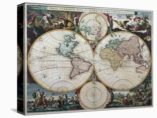 Orbis Terrarum Nova Et Accuratissima Tabula-Nicholas Visscher-Stretched Canvas