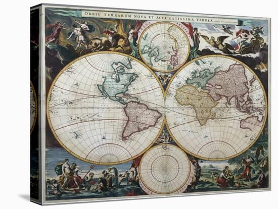 Orbis Terrarum Nova Et Accuratissima Tabula-Nicholas Visscher-Stretched Canvas