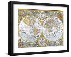 Orbis Terrarum Typus de Intero Multis in Locis Emendatus, 1594-Petrus Plancius-Framed Giclee Print