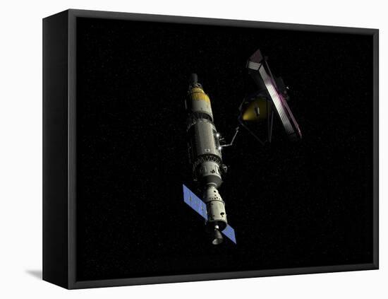 Orbital Maintenance Platform Rendezvous with the James Webb Space Telescope-Stocktrek Images-Framed Stretched Canvas