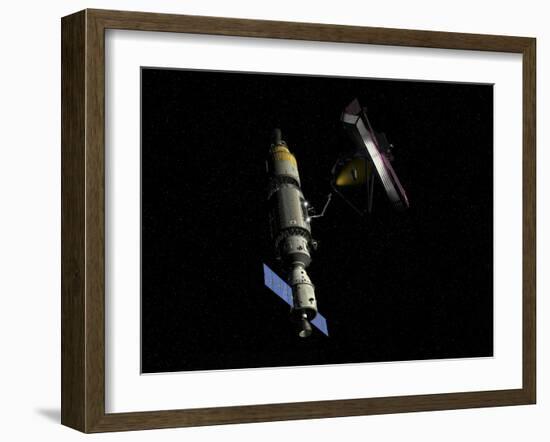 Orbital Maintenance Platform Rendezvous with the James Webb Space Telescope-Stocktrek Images-Framed Art Print