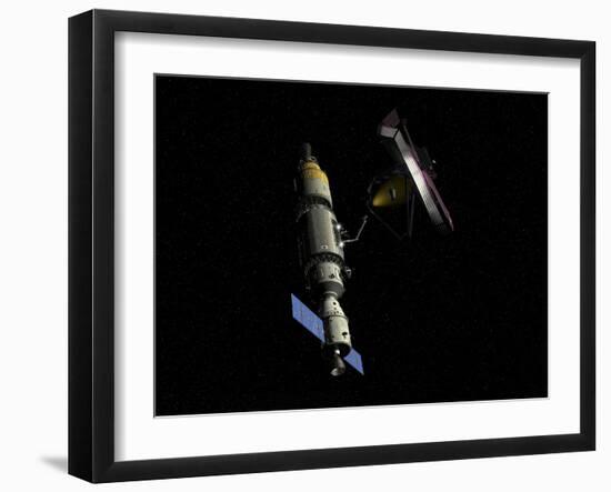 Orbital Maintenance Platform Rendezvous with the James Webb Space Telescope-Stocktrek Images-Framed Art Print