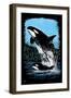 Orca and Calf - Scratchboard-Lantern Press-Framed Art Print