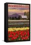 Orca and Calf - Tulip Fields-Lantern Press-Framed Stretched Canvas