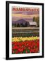 Orca and Calf - Tulip Fields-Lantern Press-Framed Art Print