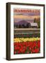 Orca and Calf - Tulip Fields-Lantern Press-Framed Art Print