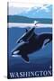 Orca and Calf - Washington-Lantern Press-Stretched Canvas