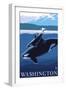 Orca and Calf - Washington-Lantern Press-Framed Art Print