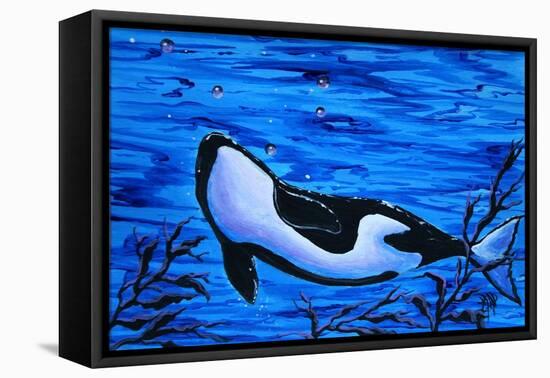 Orca Killer Whale Underwater-Megan Aroon Duncanson-Framed Stretched Canvas