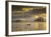 Orca (Orcinus Orca) Swimming in Sea Surrounded by Mountains at Sunset, Iceland, January-Ben Hall-Framed Photographic Print