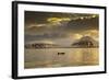 Orca (Orcinus Orca) Swimming in Sea Surrounded by Mountains at Sunset, Iceland, January-Ben Hall-Framed Photographic Print