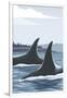 Orca Whale Fins-Lantern Press-Framed Art Print