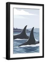 Orca Whale Fins-Lantern Press-Framed Art Print