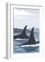 Orca Whale Fins-Lantern Press-Framed Art Print