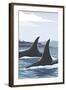 Orca Whale Fins-Lantern Press-Framed Art Print