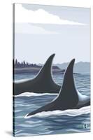 Orca Whale Fins-Lantern Press-Stretched Canvas