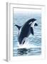 Orca Whale Jumping-Lantern Press-Framed Art Print