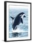 Orca Whale Jumping-Lantern Press-Framed Art Print