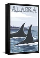 Orca Whales No.1, Alaska-Lantern Press-Framed Stretched Canvas