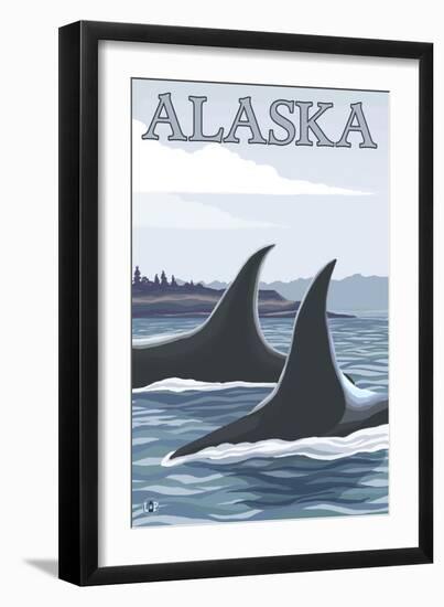 Orca Whales No.1, Alaska-Lantern Press-Framed Art Print