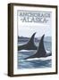 Orca Whales No.1, Anchorage, Alaska-Lantern Press-Framed Art Print