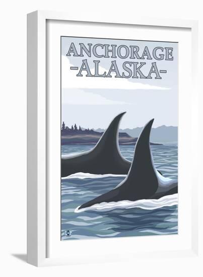 Orca Whales No.1, Anchorage, Alaska-Lantern Press-Framed Art Print