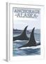 Orca Whales No.1, Anchorage, Alaska-Lantern Press-Framed Art Print